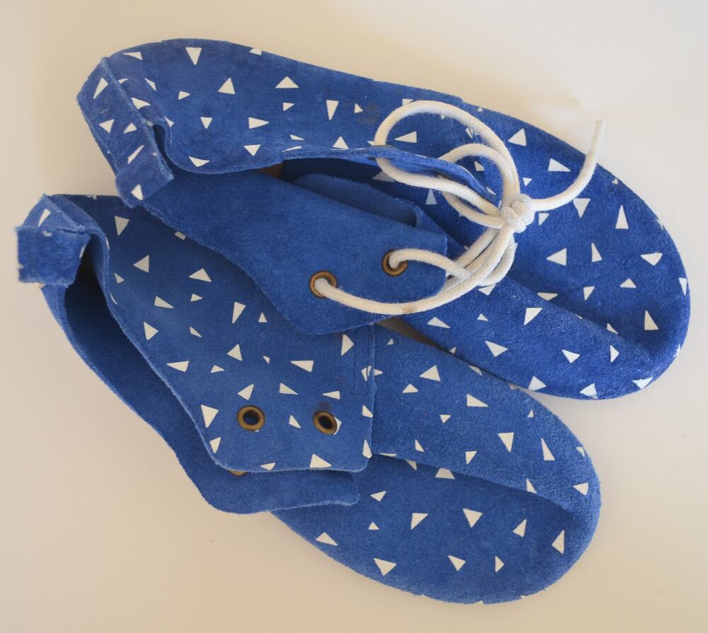 Piper Finn Blue Printed Suede Soft Shoe Size 10